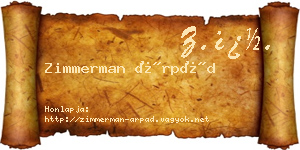 Zimmerman Árpád névjegykártya